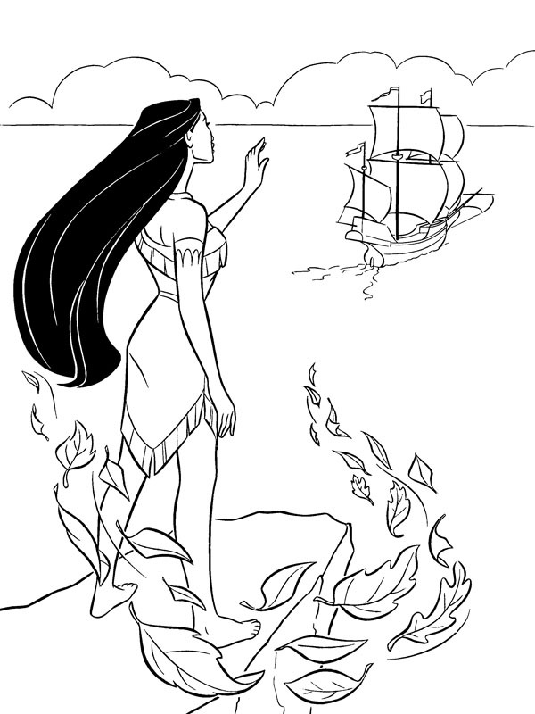 Pocahontas vinkar av skeppet Målarbild Pocahontas vinkar av skeppet Målarbild