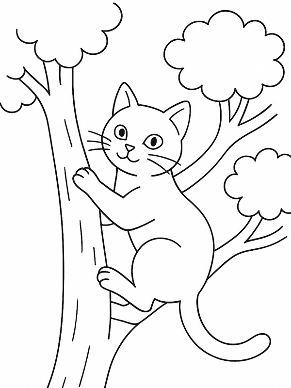 Katt klättrar i ett träd Målarbild Katt klättrar i ett träd Målarbild