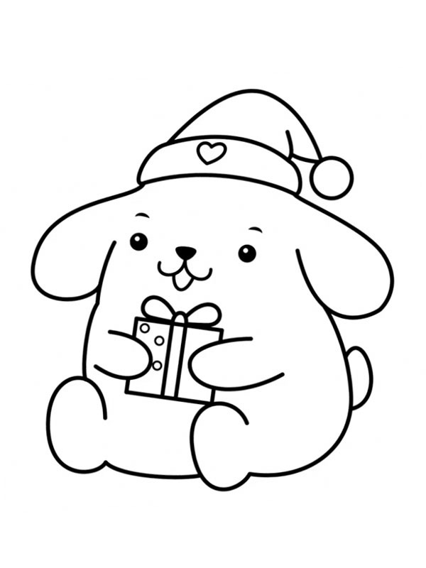 Pompompurin med tomteluva Målarbild Pompompurin med tomteluva Målarbild