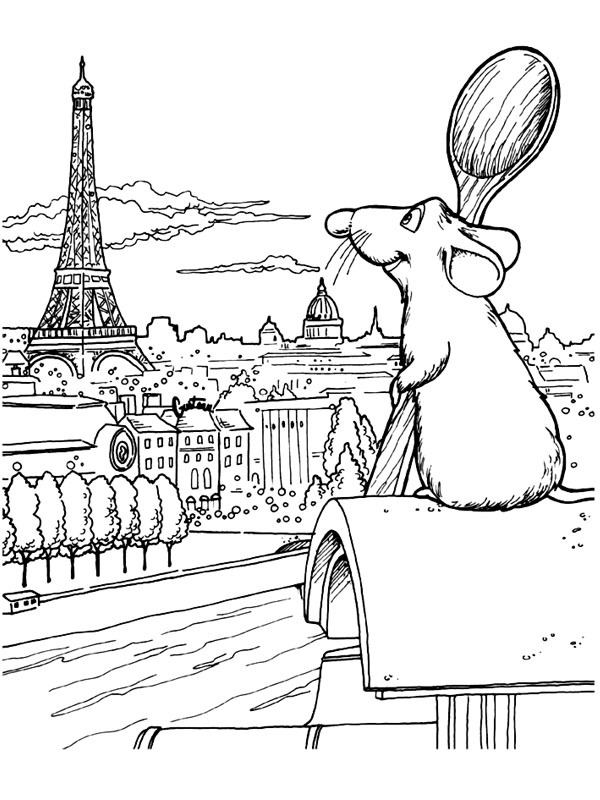 Remy tittar på Eiffeltornet Målarbild