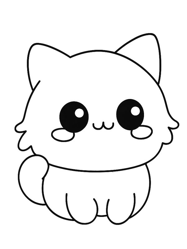 Söt kawaii-katt Målarbild Söt kawaii-katt Målarbild