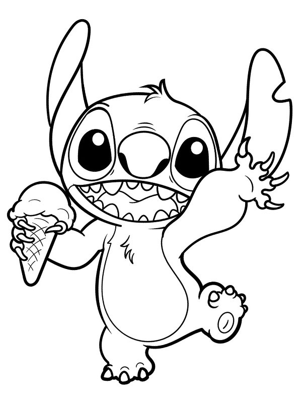 Stitch äter en glasstrut Målarbild Stitch äter en glasstrut Målarbild