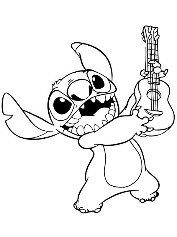 Stitch spelar gitarr Målarbild Stitch spelar gitarr Målarbild