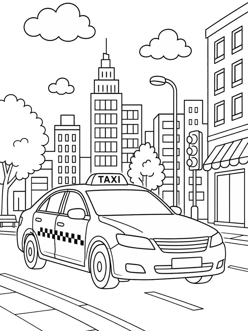Taxi i staden Målarbild