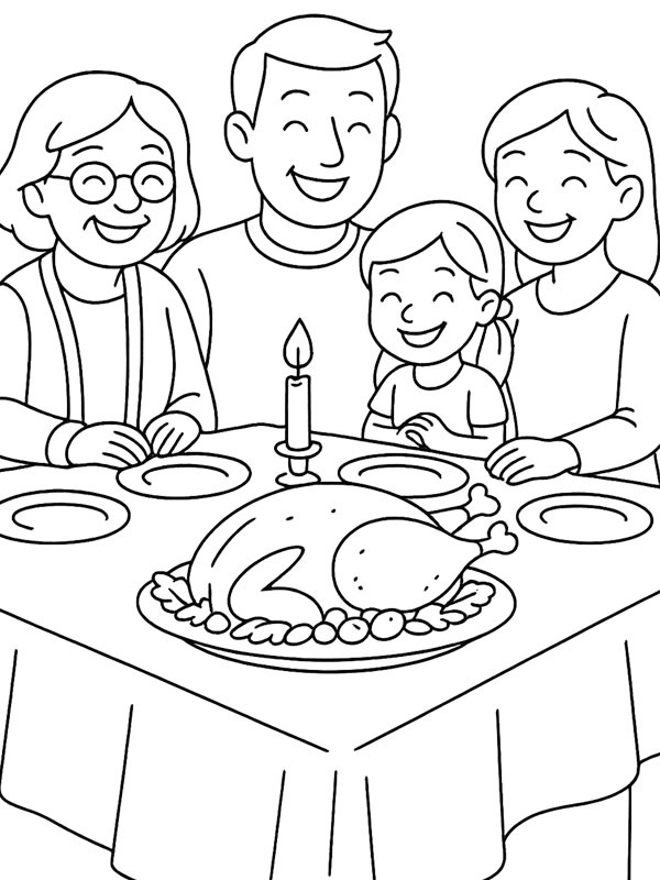 Thanksgiving familjemiddag Målarbild