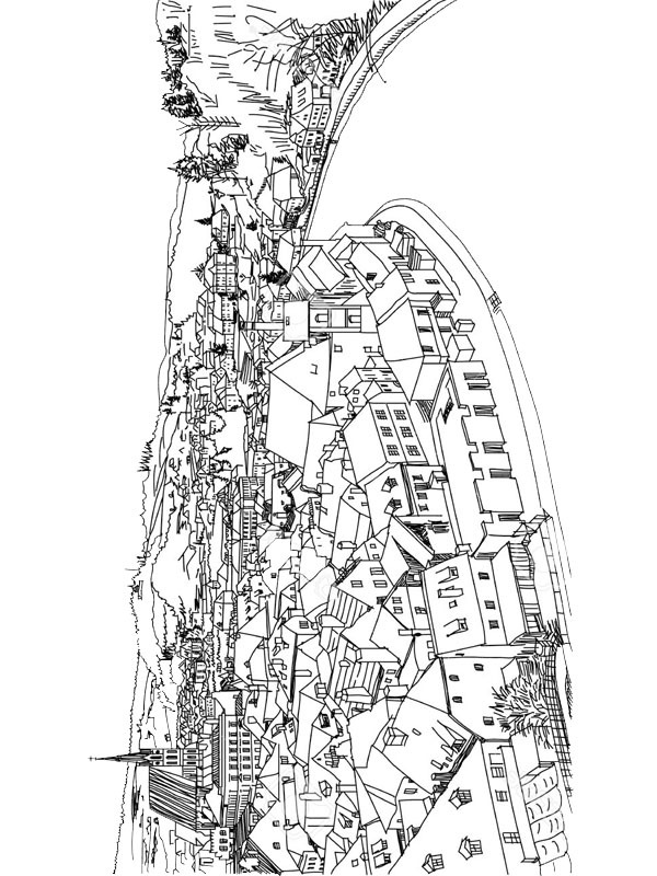 Utsikt över gamla staden i Český Krumlov Målarbild Utsikt över gamla staden i Český Krumlov Målarbild
