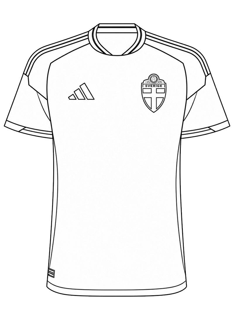 Sveriges fotbollströja Målarbild Sveriges fotbollströja Målarbild