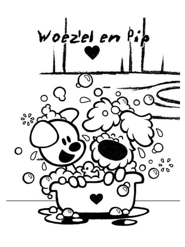 Woozle och Pip i badkaret Målarbild